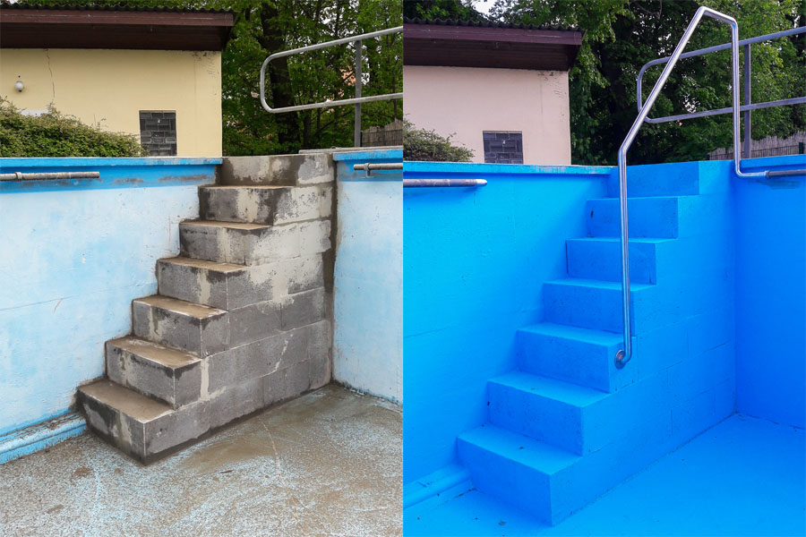 Neue Treppe in das Schwimmerbecken