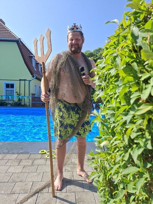 Neptun beim Schwimmfest im Freibad Fredersdorf