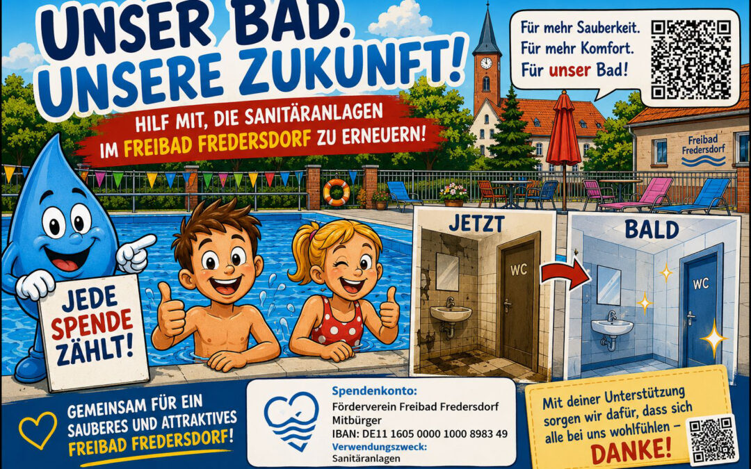 Spendenaufruf für die neuen Sanitäranlagen im Freibad Fredersdorf